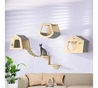 LKPMGOA Cat Wall Furniture Wall Mounted, Cat Shelves and Kitty Perches for Wall, Rounded Edges and Finely Polished, Thicken the Board(6pcs)