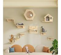 LKPMGOA Cat Wall Furniture Wall Mounted, Cat Wall Steps, Thickened Board, Solid and Stable, Suitable for Various Styles(9pcs)