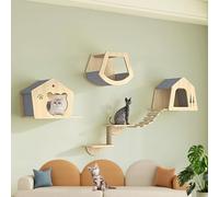 LKPMGOA Cat Wall Furniture Wall Mounted, Cat Wall Steps, Thickened Board, Solid and Stable, Suitable for Various Styles(6pcs)