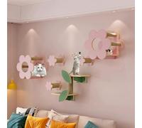 LKPMGOA Cat Wall Shelves and Perches for Wall, Solid Wood Wall Mounted Cat Furniture Set, Suit for Climb, Play, Nap, Scratch(8pcs)