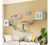 LKPMGOA Cat Wall Shelves Furniture Set, Shelves and Perches for Wall, Thickened board, widened platform, stable, Save space(9-2pcs)