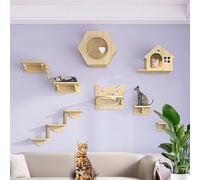 LKPMGOA Cat Wall Shelves Set, Cat Shelves and Perches for Wall, Widen the Platform, Thicken the Board, Expand Vertical Space(9pcs)