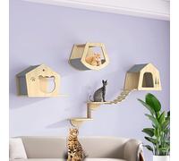 LKPMGOA Cat Wall Shelves Set, Cat Shelves and Perches for Wall, Widen the Platform, Thicken the Board, Expand Vertical Space(6pcs)