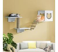 LKPMGOA Pine Wooden Wall Mounted Cat Furniture, Cat Climbing Shelves, Meet the Needs of Climbing, Scratching, Jumping, and Resting(5pcs)