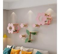 LKPMGOA Wall-Mounted Cat Climber Set Bottom Reinforcement, Wood Cat Wall Shelves, Space-saving, Suitable for Small Apartments(8pcs)