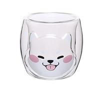 LKPOMI 2pcs 10oz Cartoon Animal Double Wall Glass Cup Clear Insulated Coffee Mug Cute Cat Shape Milk Juice Tea Cup for Home Office Library Gifts(Cat)