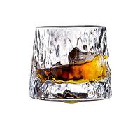 LKPOMI Whiskey Glasses Set of 4, 5 OZ Rotatable Old Fashioned Glasses Tumbler Crystal Glass Cups Cocktails Drinking Glasses for Bar, Party and Home(Glacier)