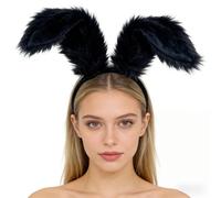 LKQBBSZ Bunny Ears Headband, Bunny Costume for Women,Rabbit Ears Headband Cosplay Costume Accessories for Party Easter Dress up (Black)