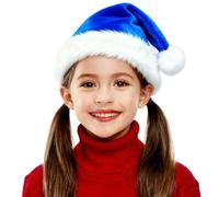 LKQBBSZ Christmas Hat Santa Claus Hats Thicken Xmas Holiday Hat Women Men for Christmas New Year Festive Party Supplies (Blue-kids)