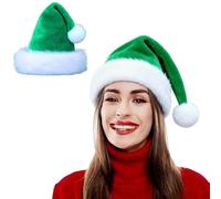 LKQBBSZ Christmas Hat Santa Claus Hats Thicken Xmas Holiday Hat Women Men for Christmas New Year Festive Party Supplies (Green-Adult)