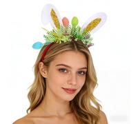 LKQBBSZ Easter Headband Sparkly Bunny Ears Headband Eggs Colorfu Tassel Hair Hoop Party Decorations Headwear Accessories