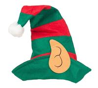 LKQBBSZ Santa's Helper Christmas Elf Hat with Attached Ears Green and Red,Hat for Kids