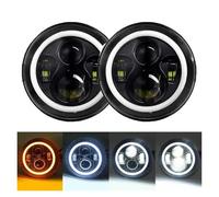 LKRGBXA Car Headlamp For Mazda For Miata For MX-5 For MX5 1990 1991 1992 1993 1994 1995 1996 1997 Car 7Inch Led Headlight Round Angel Eyes Halo Front DRL Lights Head Lamp(Black 2pcs)