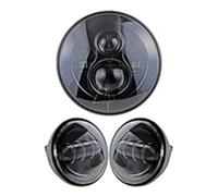 LKRGBXA Motorcycle Headlight 7Inch LED Motorcycle Headlight 4.5Inch LED Fog Lights For V-Star XVS 650 950 1100 1300 For Electra For Glide(Black set)