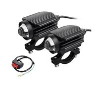 LKRGBXA Motorcycle Headlight Front 12-80V Additional LED Lights Motorcycle Headlights Auxiliary Spotlight Lamp Lenses Dual Color Electric Fog(2 Light and 1 Switch A)