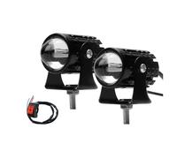 LKRGBXA Motorcycle Headlight Front For Explorers For Mini 2pieces LED Spotlight Headlights Motorcycle Accessories Truck Car Auxiliary Additional Projector Headlamp Fog Lights(2PCS Switch White)