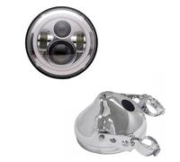 LKRGBXA Motorcycle Headlight Front For Suzuki 7 Inch Led Motorcycle Headlight 40W/60W/80W/90W And 7inch Shell Housing Brackets Moto(40W Chrome 1set A)