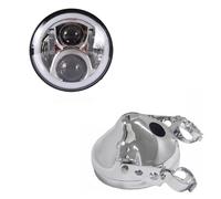 LKRGBXA Motorcycle Headlight Front For Suzuki 7 Inch Led Motorcycle Headlight 40W/60W/80W/90W And 7inch Shell Housing Brackets Moto(60W Chrome 1set G)