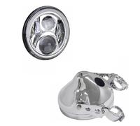 LKRGBXA Motorcycle Headlight Front For Suzuki 7 Inch Led Motorcycle Headlight 40W/60W/80W/90W And 7inch Shell Housing Brackets Moto(60W Chrome 1set H)