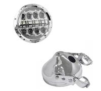 LKRGBXA Motorcycle Headlight Front For Suzuki 7 Inch Led Motorcycle Headlight 40W/60W/80W/90W And 7inch Shell Housing Brackets Moto(80W Chrome 1set F)