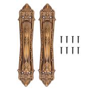 LKRPOUTYR 2 Set Sliding Barn Door Handles and Pulls, Aluminum Alloy Bronze Pull Handle for Sliding Doors Gates, Rustic Design with Flat Finger Pull Back Plate, Includes Screws for Easy Insta