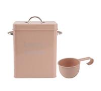 LKRPOUTYR Metal Laundry Room Container with Dual Side Handles, Farmhouse Laundry Powder Dispenser, Stainless Steel Storage Box with Spoon Lid for Washing Powder Rice Dog Food, Large Capacity (Pink)