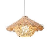 LKRPOUTYR Woven Pendant Light, Rustic Rattan Hanging Lamp, Hand Woven Decorative Pendant Light with E27 Socket, Farmhouse Style Lighting for Bedroom Dining Room Guesthouse Restaurant
