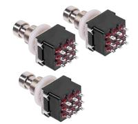 LKRXW Pack of 3 3PDT 9-Pin Guitar Effect Pedal Foot Switch True Bypass Guitar Switch Locking Function Guitar Effect Pedal Switch Push Button Foot Button Black AC 250V/3A 125V/6A