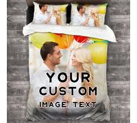 LKSCUDIY Personalised Bedding Set Custom Duvet Cover Single with Photo/Text Pillowcases,Customised Photo on Bed Quilt Cover Suit All Season-Personalized Gift Birthday Couple Anniversary