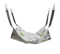 LKSCY Cat Hammock for Cage with Fleece Liner, Hanging Cat Bed for Indoor Wire Cage, Plush Warm Pet Cradle with Metal Hooks, Washable Cat Nest for Kittens Small Medium Large Cats (Cat Print, M)