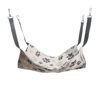 LKSCY Cat Hammock for Cage with Fleece Liner, Hanging Cat Bed for Indoor Wire Cage, Plush Warm Pet Cradle with Metal Hooks, Washable Cat Nest for Kittens Small Medium Large Cats (Cat Print, M)