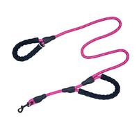 LKSCY Nylon Dog Leash with Dual Handles, Anti Pull Design, Reflective Webbing, 1.5m x 1.2cm, Foam Padded Handles, Metal Swivel Hook, for Large Dogs, Outdoor Walking