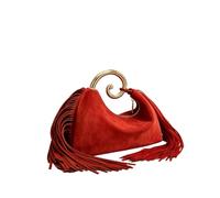 LKSCY Women's Faux Suede Evening Bag: Shell Shape Tassel Handbag with Spiral Metal Ring Handle for Party