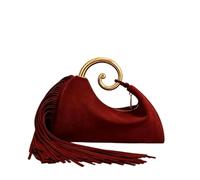 LKSCY Women's Faux Suede Evening Bag: Shell Shape Tassel Handbag with Spiral Metal Ring Handle for Party