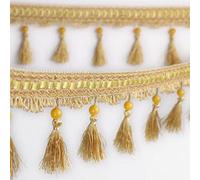 LKSGJSNB Curtain Fringes Trim, fringe trim, 12 Yards Sewing Fringe Trim Braid Beaded Pendant Tassel Curtain Trims DIY Crafts Home Lampshades Sofa Table Decoration(Gold)