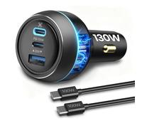 LKTOP 100W Drone Car Charger for DJI, 3-Port USB-C/USB-A Fast Charger, Battrey Power Adapter for DJI Mini/Air/Mavic 4 Pro/Mavic 3/Avata/Flip/Neo Series Drone, Charging Hub, Controller Accessories