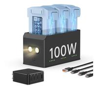 LKTOP 100W Mini 4/3 Series Battery Charging Hub Kit, 100W Fast USB-C Power Adapter for DJI Mini 4 Pro/3 Pro/3 Drone Accessories, Storage LED Lights Alarm Mode (Parallel Charge 3 Batteries: 47 min)