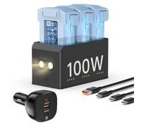 LKTOP 100W Mini 4/3 Series Battery Charging Hub with 130W Car Charger USB-C Fast Charger for DJI Mini 4 Pro/3 Pro/3 Drone, with Storage LED Lights Alarm Mode (Parallel Charge 3 Batteries: 47 min)
