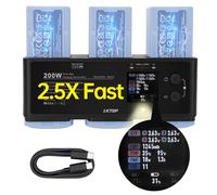 LKTOP 200W Air 3/3S Series Battery Charging Hub for DJI Air 3 Series Drone, Parallel USB-C Battery Charger with Merge & Balance/Fast Charging/Storage/Output/LED/Alarm Mode, LCD Display and APP Control