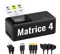LKTOP 200W Matrice 4 Series Battery Charging Hub Fast Charger for DJI Matrice 4T/4E Drone Accessories, Storage/Silent/Output Mode, LCD Display Screen (UK Plug, Parallel Charge 3 Batteries: 1hr 50min)