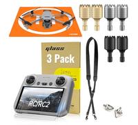 LKTOP RC/RC 2 Controller Accessories Kit for DJI Drone Landing Pad+Screen Protector+Lanyard+Joysticks, HD Tempered Glass Film, Leather Neck Strap, Controller Sticks, Helipad, Compatibility: DJI RC/RC2