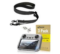 LKTOP Screen Protector+Lanyard for DJI / Remote Controller Accessories, HD Tempered Glass Film 50-63'' Adjustable Neck Strap for DJI Mini 4/3 Series, Mavic 3 Series, Air 3, Air 2S