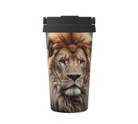 LKTPSKQRY 17oz Insulated Coffee Mug Tumbler with with Flip Lid and Handle Stainless Steel Travel Mug Double Wall Vacuum Leak Proof Coffee Thermal Cup Creative Animals Lion Reusable Water Bottle