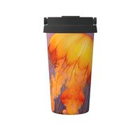 LKTPSKQRY 17oz Insulated Coffee Mug Tumbler with with Flip Lid and Handle Stainless Steel Travel Mug Double Wall Vacuum Leak Proof Coffee Thermal Cup Jellyfish Orange Reusable Water Bottle