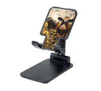 LKTPSKQRY 3D Animal Brown Cow Cell Phone Stand, Adjustable Angle Height Mobile Phone Holder for Desk,Folding Desktop Phone Stand, Portable Tablet Stand Compatible with 4.4"-6.3" Smartphone