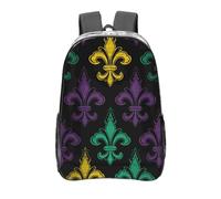 LKTPSKQRY 3D Fleur De Lis Mardi Gras Clear Backpack Heavy Duty PVC Transparent Backpacks Large See Through Bag for Work Travel