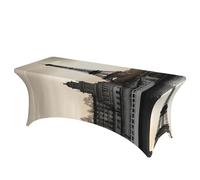 LKTPSKQRY 6ft Spandex Table Cloth For Rectangle Tables, Wrinkle Resistant Stretch Tablecloths Protector Travel Paris Washable Patio Table Cover For Wedding, Party, Banquet, Picnic