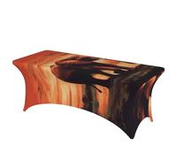 LKTPSKQRY 6ft Spandex Table Cloth For Rectangle Tables, Wrinkle Resistant Stretch Tablecloths Protector Sunset Elephant Washable Patio Table Cover For Wedding, Party, Banquet, Picnic