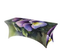 LKTPSKQRY 6ft Spandex Table Cloth For Rectangle Tables, Wrinkle Resistant Stretch Tablecloths Protector Pansy Perfection Washable Patio Table Cover For Wedding, Party, Banquet, Picnic