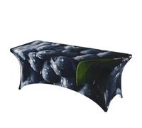 LKTPSKQRY 6ft Spandex Table Cloth For Rectangle Tables, Wrinkle Resistant Stretch Tablecloths Protector Delicious Blueberry Washable Patio Table Cover For Wedding, Party, Banquet, Picnic